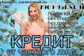 Кредит от частного лица. Без проверок и предоплаты.