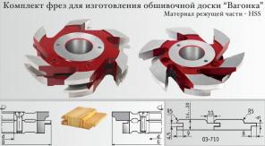 Фрезы для радиусной обшивочной доски, евровагонки 14-22 мм.