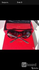 Очки женские новые cartier копия люкс цвет стекла коричневый болотный принт леопард металл под золот