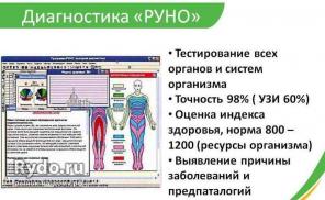 Диагностика РУНO, полное тестирование состояния оpганизма