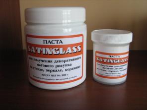Паста для матирования стекла SATINGLASS, художественное матирование стекла, стеклоизделий, стеклоблоков