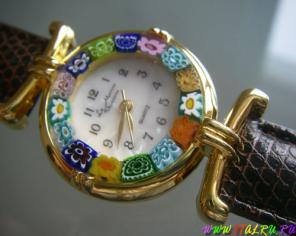 Подарки из Италии. Муранское стекло. Часы женские из Венеции (Murano Glass), японский механизм.