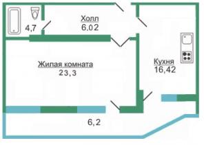 Продается 1-комнатная квартира в г. Анапа, кирпично-монолитный дом(новостройка)