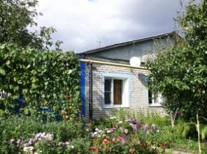 Полдома кирпичного с большим цветником и виноградником