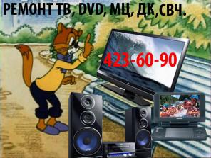 Ремонт любых ТВ,DVD,МЦ,СВЧ.Недорого.