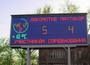 Спортивные светодиодные табло, стадионные табло, уличные часы, табло «бегущая строка»
