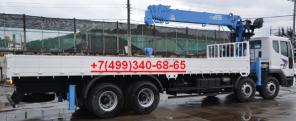 Кран манипулятор низкорамник ,DAEWOO NOVUS 6x4 с краном DONG YANG SS1926 SD, грузоподъемность 9,5 т., длина 8,20 м., высота борта 0,45 м., ширина борта 2,35 м. стрела 7 тонн, вылет стрелы 22,5 метра