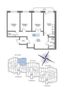 Продается 3-комн. кв. в новом кир. монол. доме.