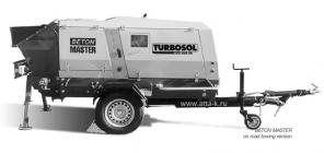 Бетононасос TURBOSOL BETON MASTER (Италия) 15куб.м/час в исполнении на колёсах с прицепным устройством.