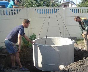 Установка септика ЖБ