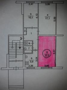 Продам комнату в 3-х комнатной квартире.