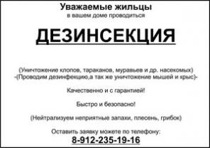 Дезинсекция в вашем доме