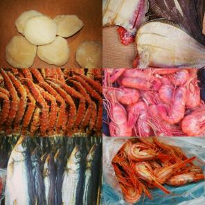 Свежие морепродукты, краб, икра и т.д.