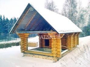 Сруб бани в чашу 4*5+3м рубленая веранда