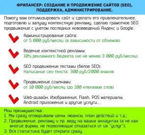 Фрилансер: Дизайн, создание, продвижение сайтов (SEO).