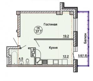 Продам 1-комнатную квартиру, 38 кв.м., Красноярск