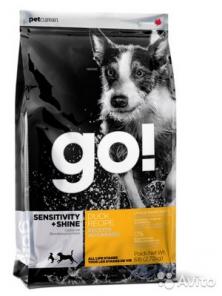 Корм для собак GO. sensitivity + shine утка 12 кг