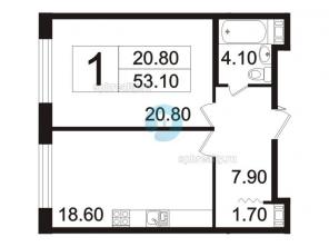 Продам 1-комнатную квартиру элит-класса, общ.пл. 53,1 кв.м.