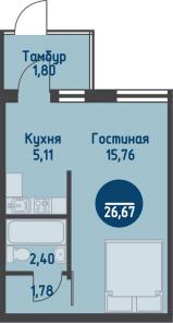 Студия 30000 р. за кв. м.