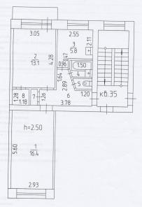 Продажа 2 комнатной (изолированные) 47 кв.м, санузел раздельный, кирпичный дом