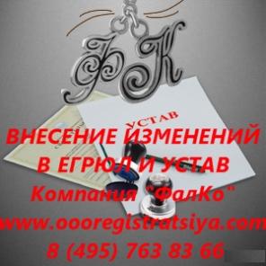 Внесение изменений в ЕГРЮЛ, ЕГРИП, Устав.