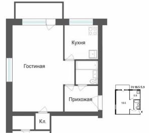 1 комн. кв-ра, 2/4 кирпич. , в г. Бакал