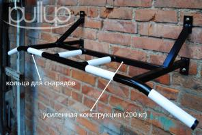 Турник настенный 3 хвата + кольца для снарядов