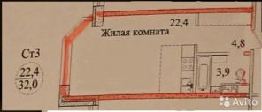 Продам квартиру в новостройке ЖК «Ракитня», Корпус 3 Студия 31 м2 на 3 этаже