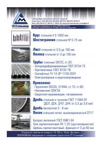 Круг. Лист. Шестигранник : Сталь 09Г2С, 17Г1С, 10ХСНД, 09Г2Д, сталь повышенной прочности ГОСТ 19281-89