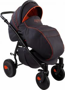 Коляска 3 в 1 Zippy New серо-оранжевая Tutis