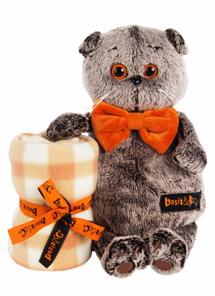 кот басик с пледом 25 см Basik&ko